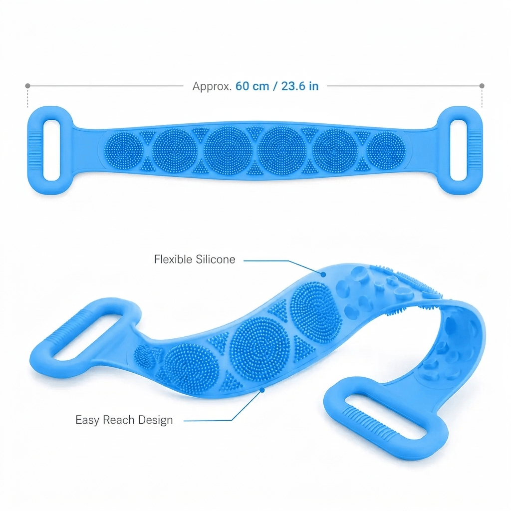 2-Pack Silicone Exfoliating Back Scrubber & Bath Brush with Handles