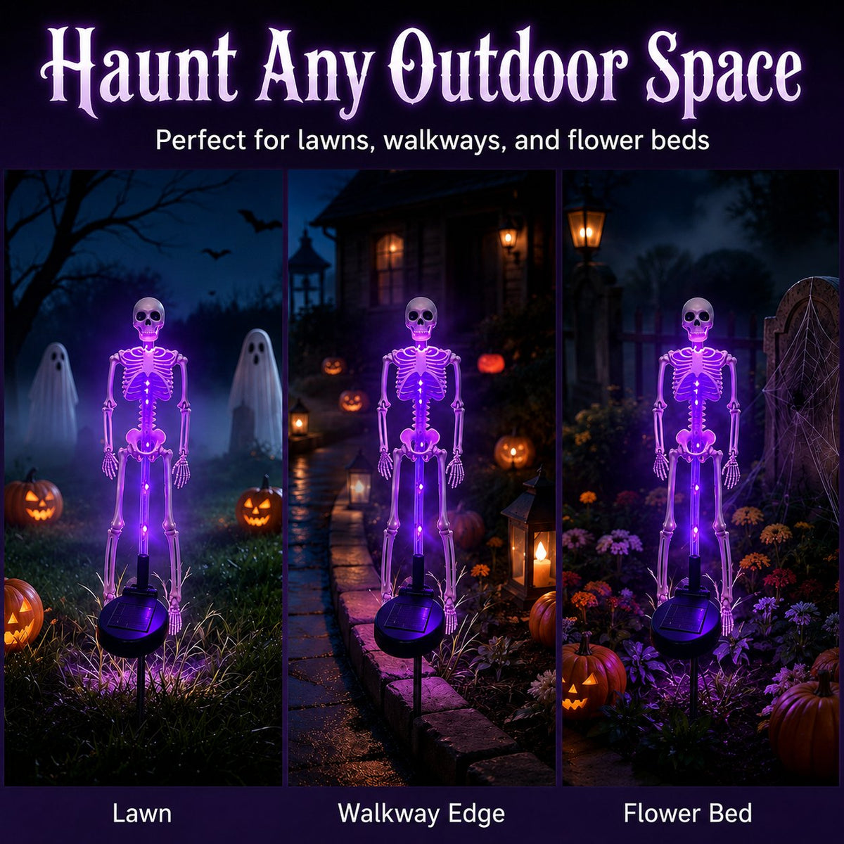 🔥HOT SALE💜💀 Solar Skeleton Yard Stake – Spooky Halloween Outdoor Light Decoration
