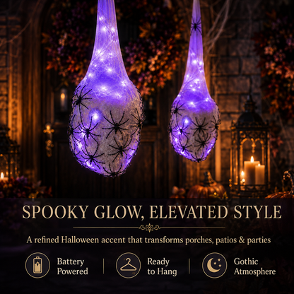 🕷️Glowing Spider Egg Sacs Set – Creepy Halloween Hanging Lights