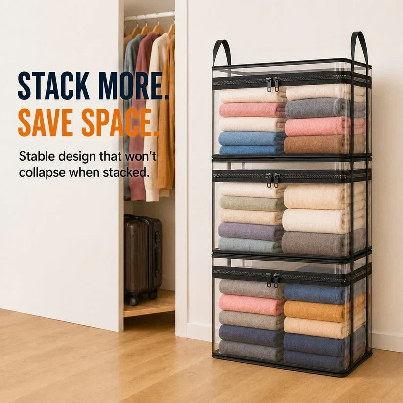 🔥Last Day 50% OFF📦Portable Large Heavy-Duty Thick Plastic Clear Storage Box with Hinged Lid | Home, Travel & Camping