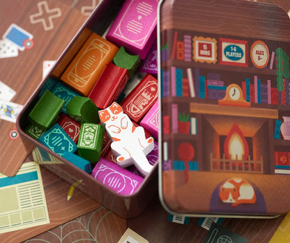 📚Bookshelf Cooperative Balance Stacking Game Travel Tin for 2-4 Players Ages 8+