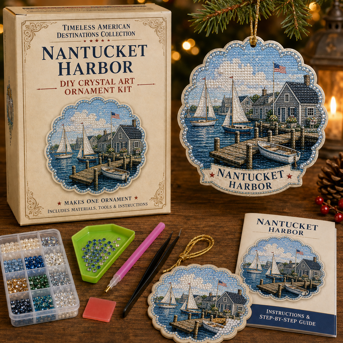 🗺️Timeless American Destinations Pearl Diamond Art Hanging Ornament Kit