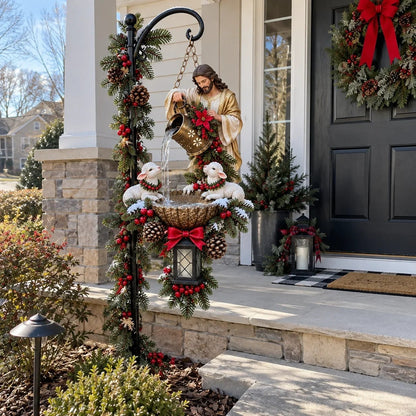 ✝️ Jesus Blessing Lighted Hanging FountainTM – Christian Christmas Garden Decor