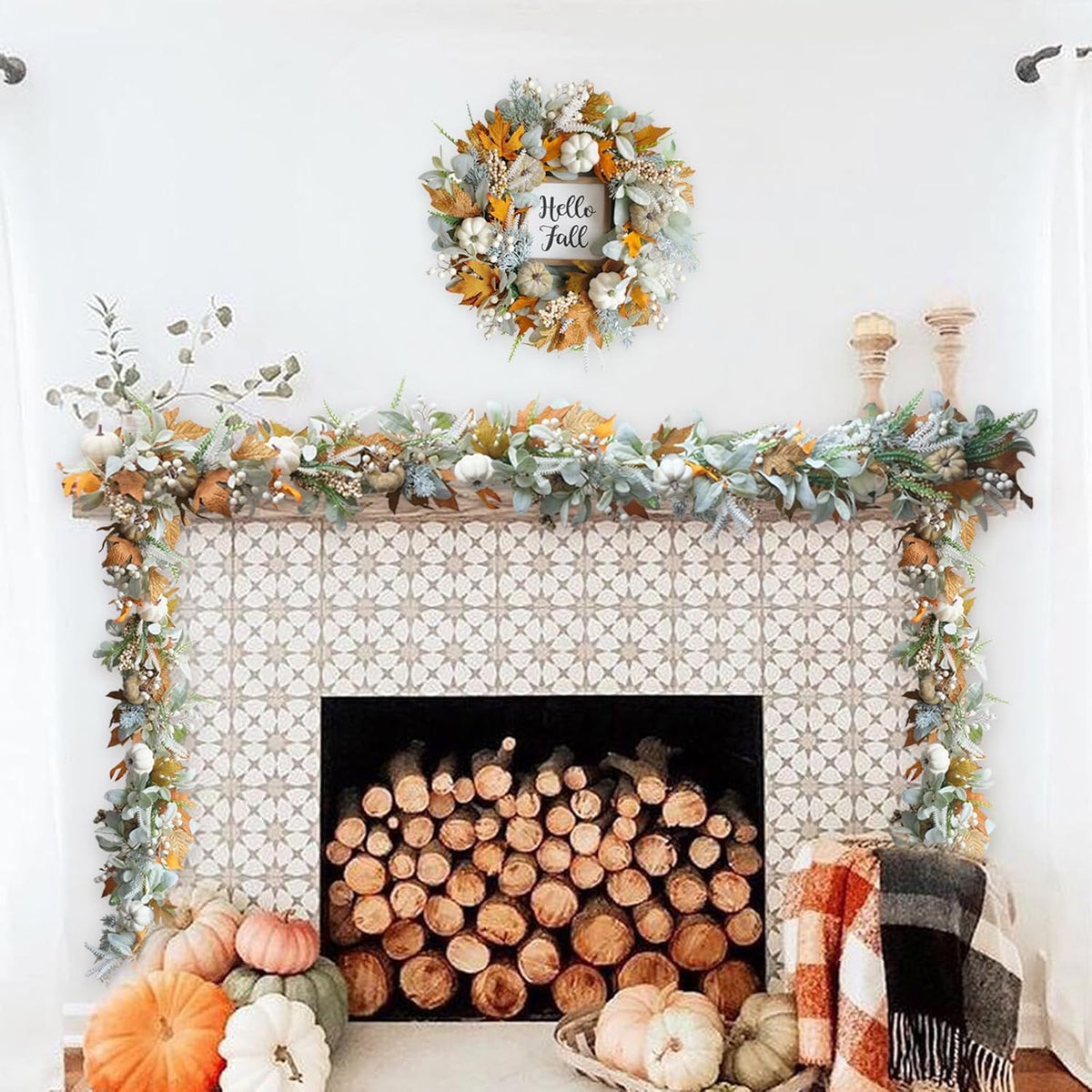 🔥Last Day 60% OFF🍁Lighted Autumn Maple Leaf Garland- Warm LED Fall Mantel, Window & Doorway Decor🍂
