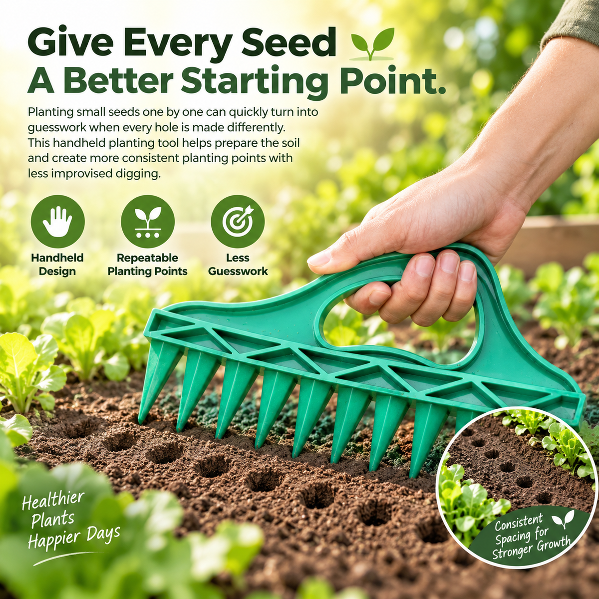 Garden Seed Sowing Tool Set, Handheld Planting Hole Punch Kit