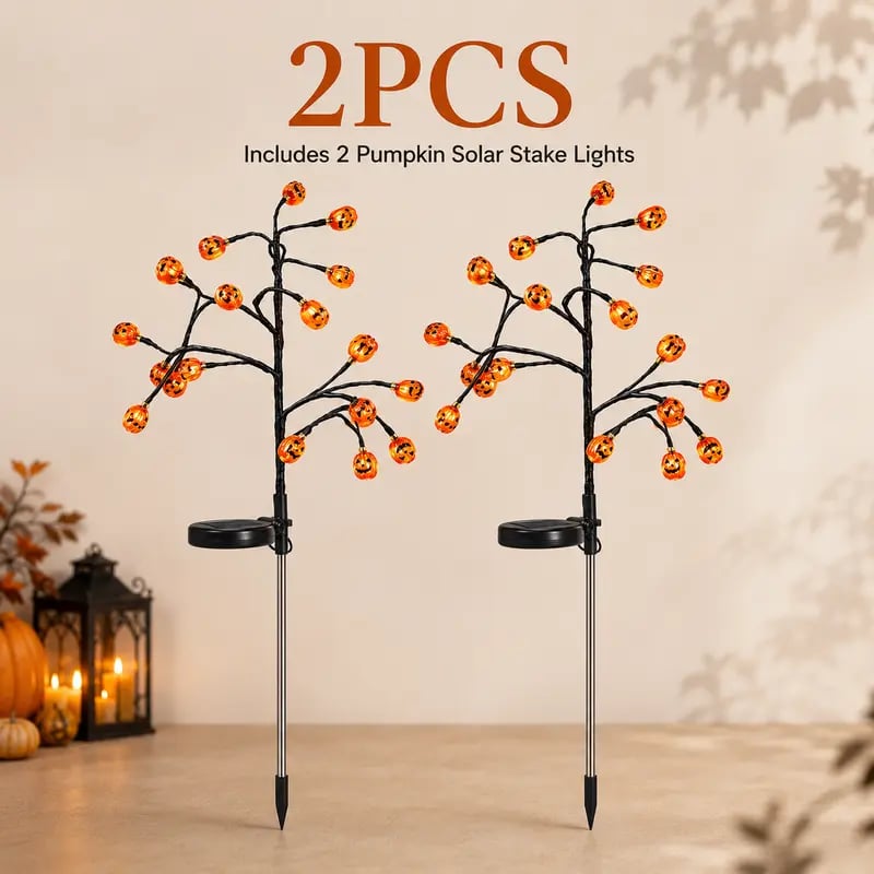 💥 Last Day 49% OFF – 🎃Solar Pumpkin Stake Lights