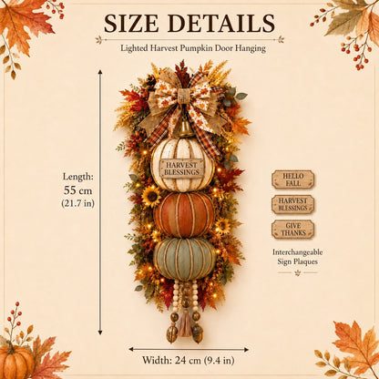 🎁 Last Day 50% OFF✨-🎄Lighted Stacked Pumpkin Fall Door Decorfor Cozy Autumn Home Entryway Charm 🍂