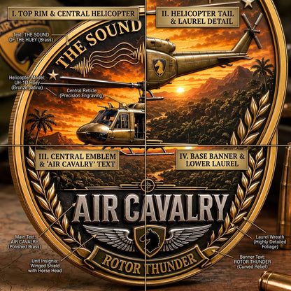 Air Cavalry Huey Helicopter Commemorative Metal Medal