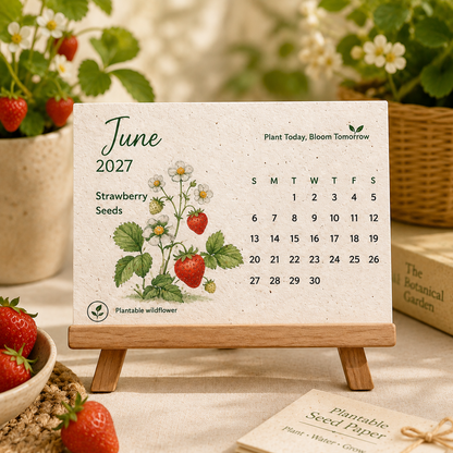 GrowBloom™ 2027 Plantable Seed Calendar – Eco-Friendly Seed Paper Calendar with 12 Monthly Designs