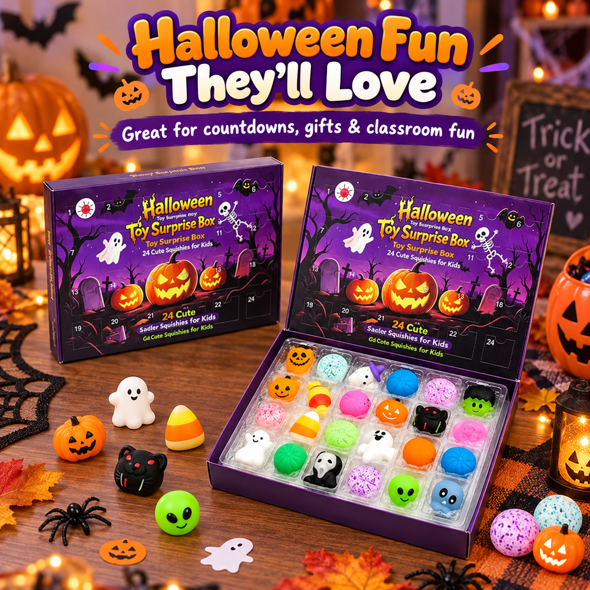 🎃24-Piece Halloween Squishy Surprise Box