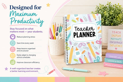 🍎 Undated Teacher Planner 2026–2027 | Weekly & Monthly Classroom Organizer for Lesson Planning, Scheduling & Teacher Productivity