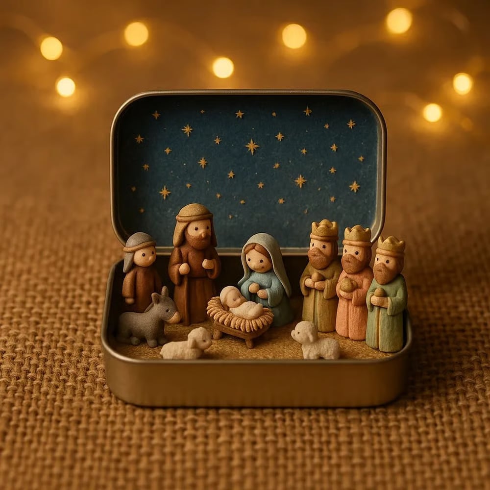 🔥Last Day 50% OFF - ✝️ Religious Pocket-Size Mini Nativity Scene Set with Storage Box