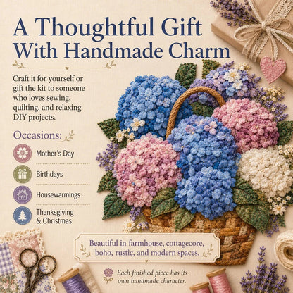 🔥HOT SALE 69% OFF - 🌸Floral Basket Patchwork DIY Kit | 3D Layered Fabric Flower Art Craft for Home Decor & Gifts