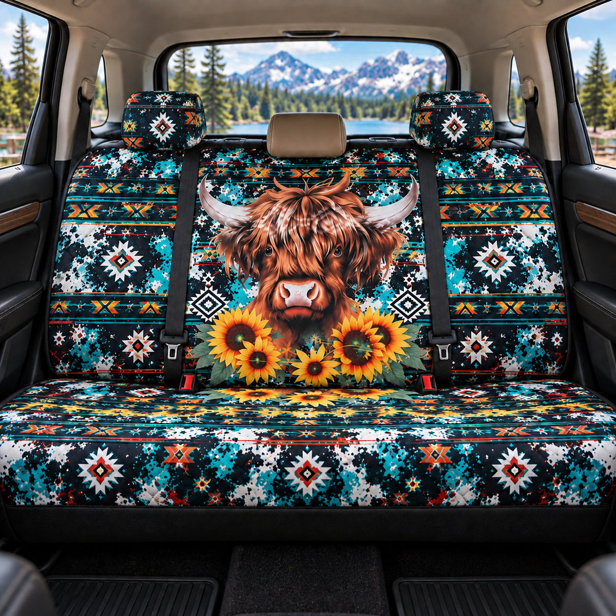 🐂 Highland Cow Western Car Seat Covers