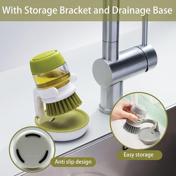 🔥 LAST DAY 49% OFF -🧽Soap Dispenser with Dish Brush and Storage Bracket