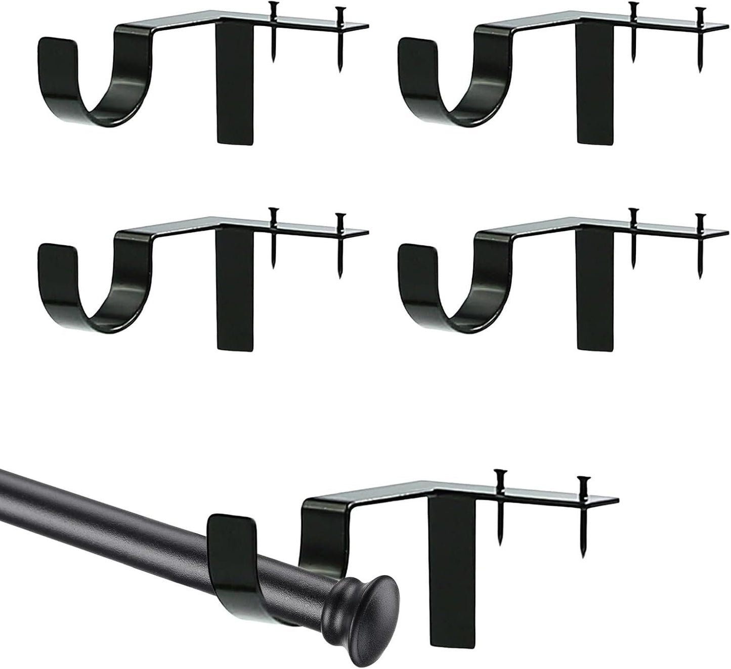 Single Curtain Rod Brackets for Bathroom Kitchen Home Bathroom– No Drill, No Damage – Perfect Curtains Every Time(2 PCS)
