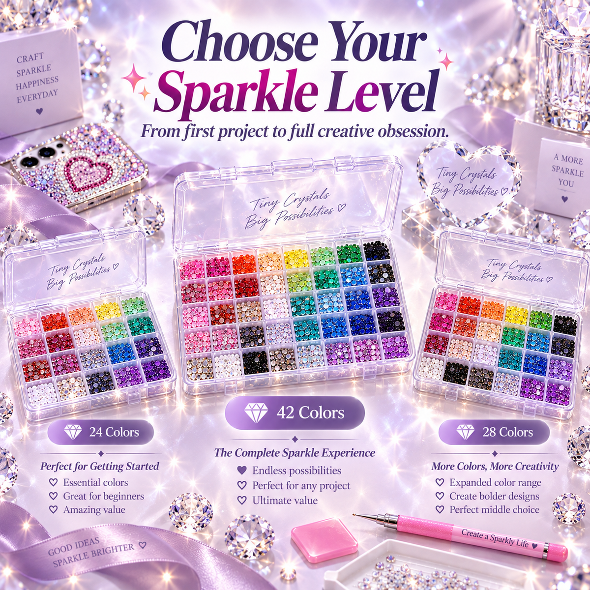 💎Ultimate Crystal Bedazzling Kit✨ – Multi-Color Flatback Rhinestones & DIY Tools