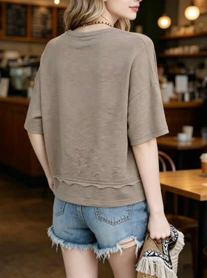 Women's Summer V Neck T Shirts | Casual Short Sleeve Flowy Tops | Cute Loose Fit Basic Tees | Premium Blend Fabric | Flattering V-Neckline