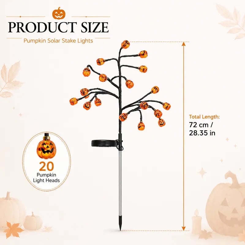 💥 Last Day 49% OFF – 🎃Solar Pumpkin Stake Lights