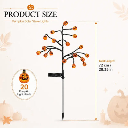 💥 Last Day 49% OFF – 🎃Solar Pumpkin Stake Lights