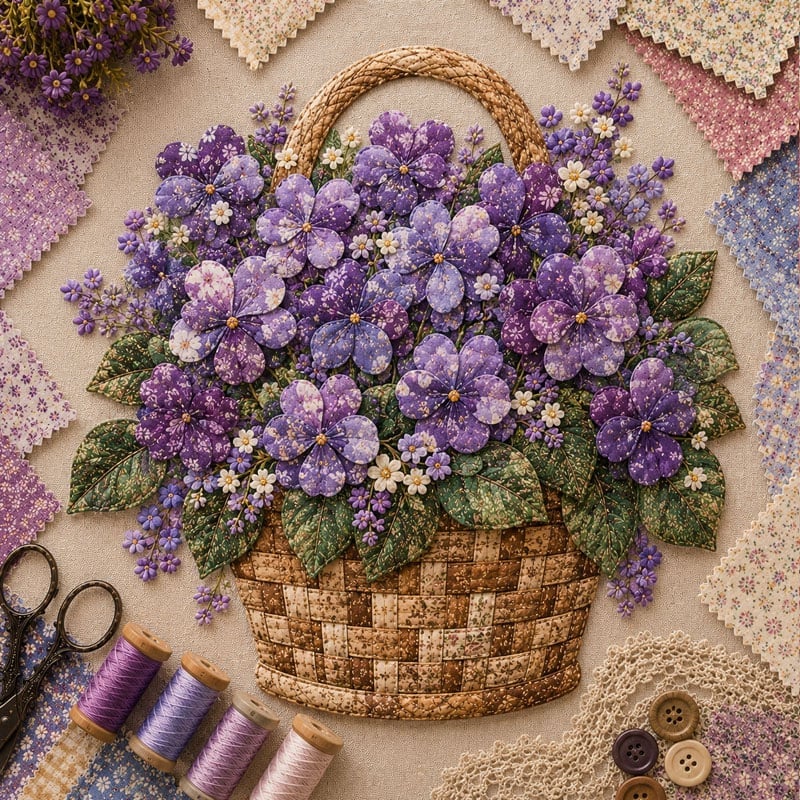 🔥HOT SALE 69% OFF - 🌸Floral Basket Patchwork DIY Kit | 3D Layered Fabric Flower Art Craft for Home Decor & Gifts