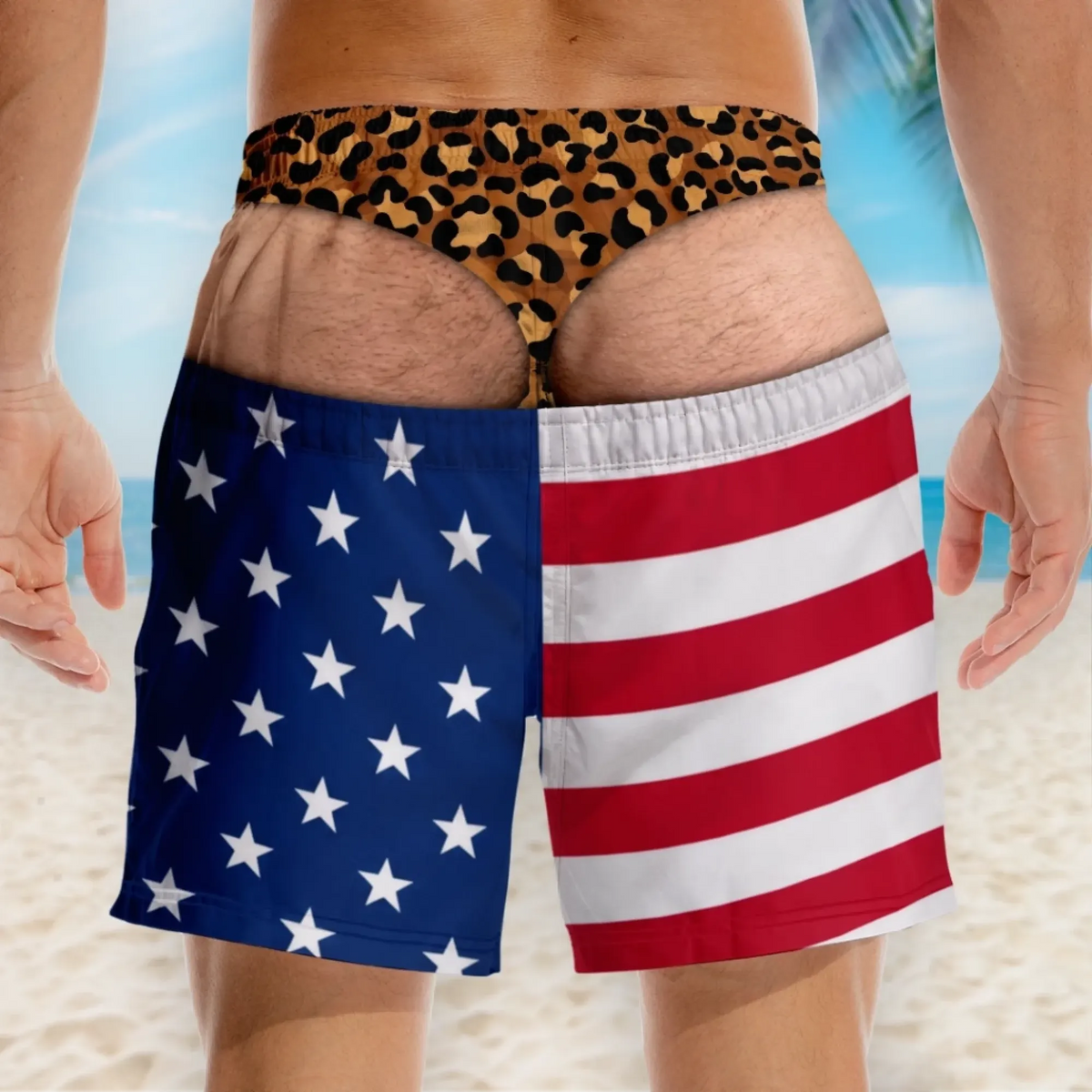 Funny Patriotic Men Swim Trunks - Personalized Birthday Gifts For Husband, Son, Grandson, Brother, Grandpa, Dad, Yourself - Warning Wide Load