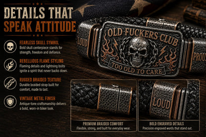 💀 OLD FUCKERS CLUBTM Skull Bracelet – A Badge for Men Who’ve Earned Every Scar & Story