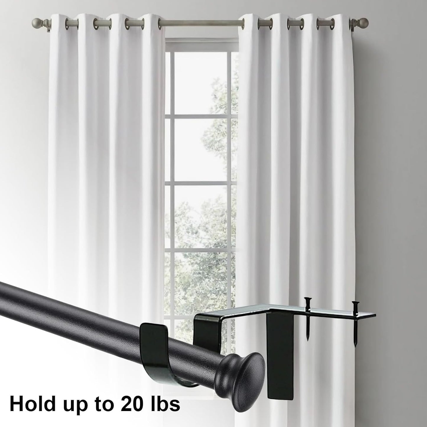 Single Curtain Rod Brackets for Bathroom Kitchen Home Bathroom– No Drill, No Damage – Perfect Curtains Every Time(2 PCS)