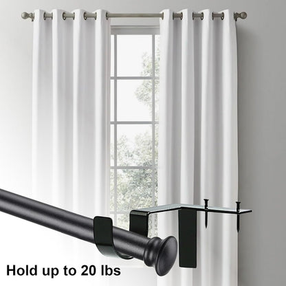 Single Curtain Rod Brackets for Bathroom Kitchen Home Bathroom– No Drill, No Damage – Perfect Curtains Every Time(2 PCS)