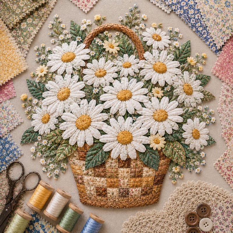 🔥HOT SALE 69% OFF - 🌸Floral Basket Patchwork DIY Kit | 3D Layered Fabric Flower Art Craft for Home Decor & Gifts