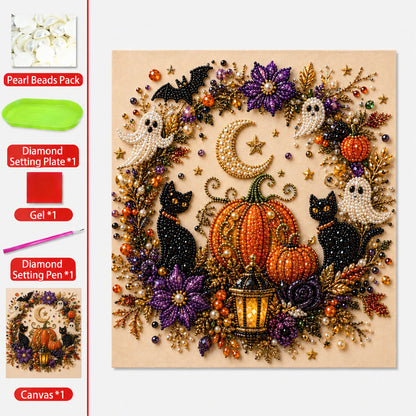 💥 Last Day 49% OFF – 🧙‍♀️✨ Halloween Pearl Art DIY Kit – Turn Tiny Pearls into Spooky-Cute Magic