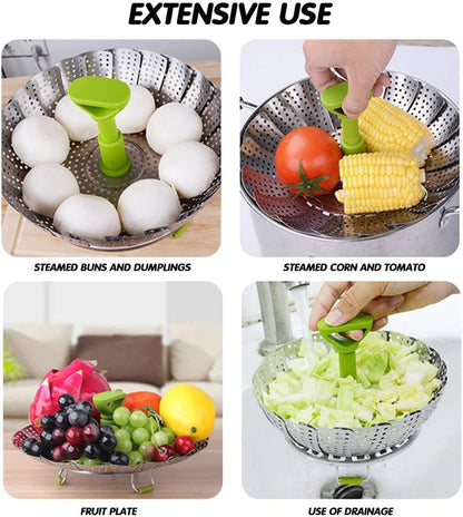 🥦Vegetable Steamer Basket for Cooking Food, Stainless Steel Veggie Steam Basket for Pot
