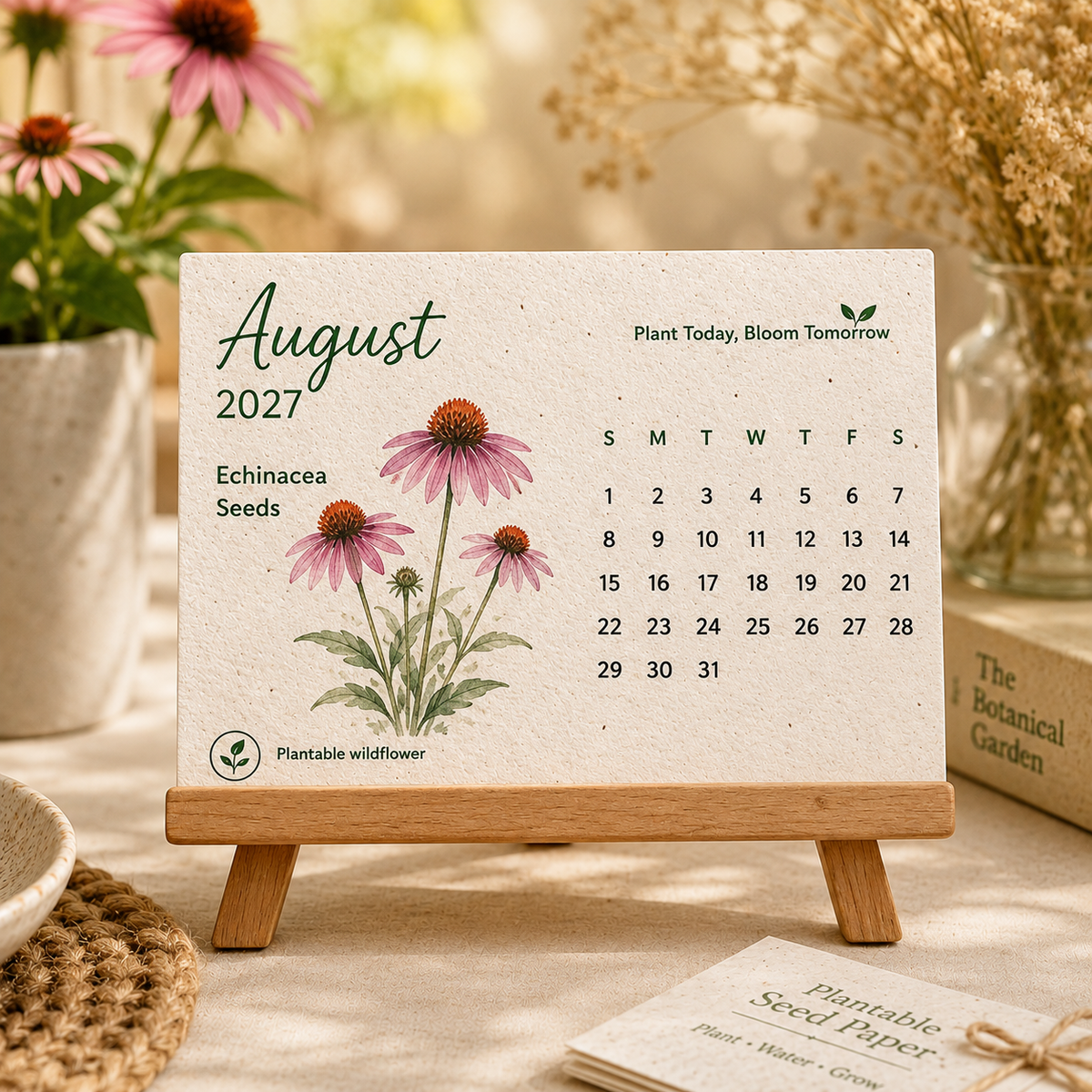 GrowBloom™ 2027 Plantable Seed Calendar – Eco-Friendly Seed Paper Calendar with 12 Monthly Designs