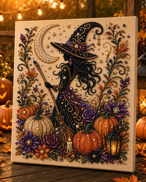 💥 Last Day 49% OFF – 🧙‍♀️✨ Halloween Pearl Art DIY Kit – Turn Tiny Pearls into Spooky-Cute Magic