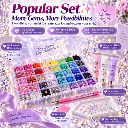 💎Ultimate Crystal Bedazzling Kit✨ – Multi-Color Flatback Rhinestones & DIY Tools
