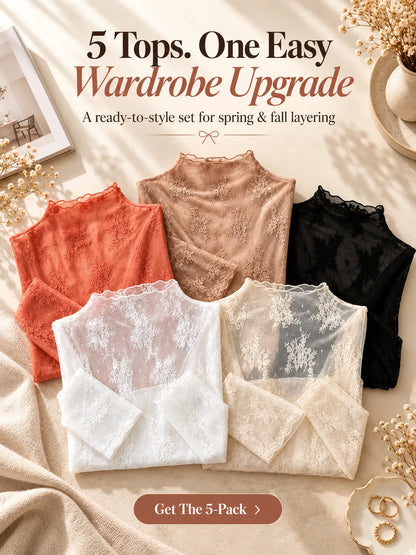 🌸 Floral Lace Mesh Tops | Elegant Layering Set