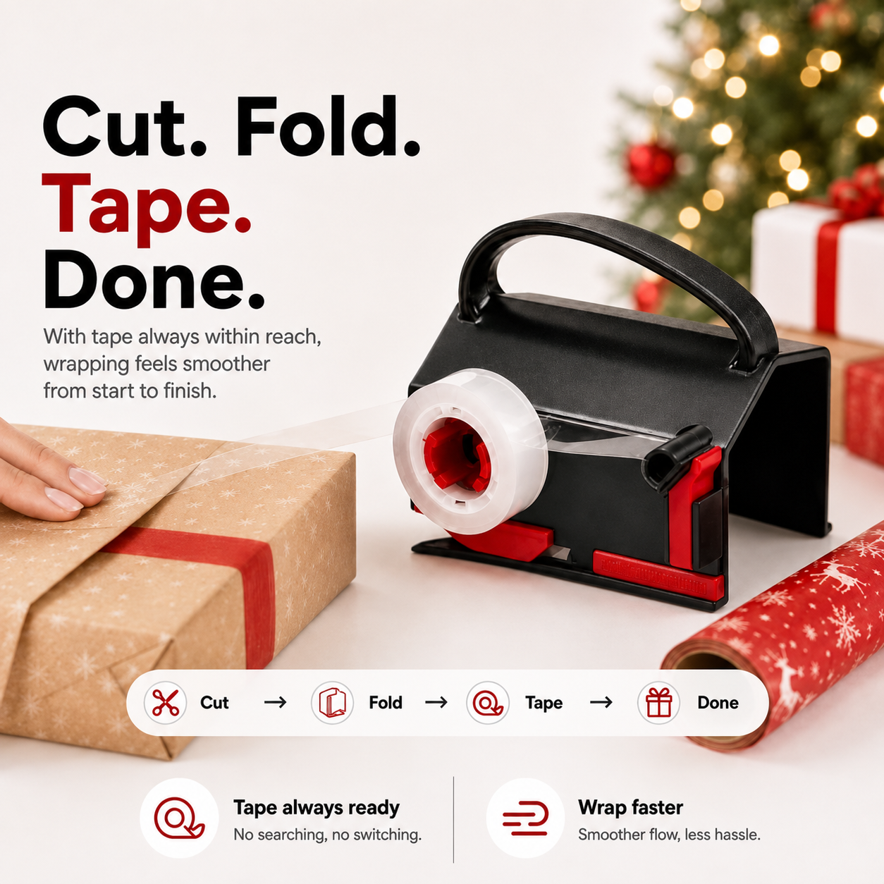 🎁2-in-1 Wrapping Cutter & Tape Dispenser