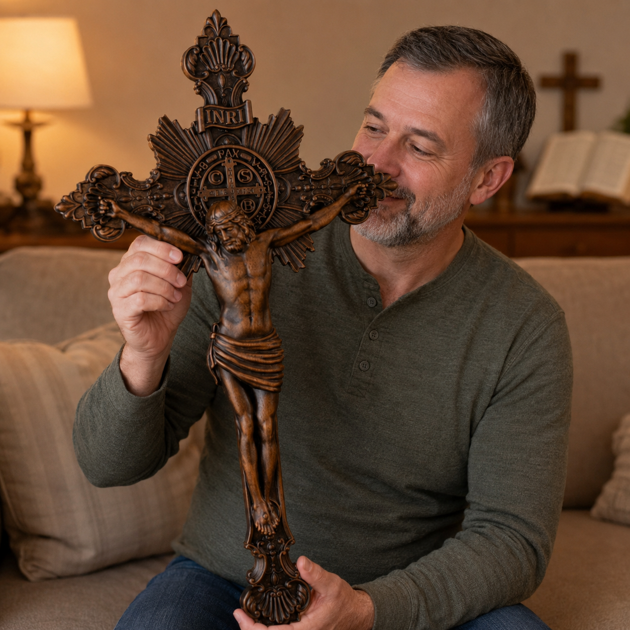 St. Benedict Exorcism Cross wood carved - Bless you and your family