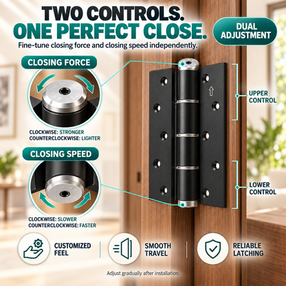 Hydraulic Self-Closing Door Hinge Set – Adjustable Soft Close & 90° Hold-Open