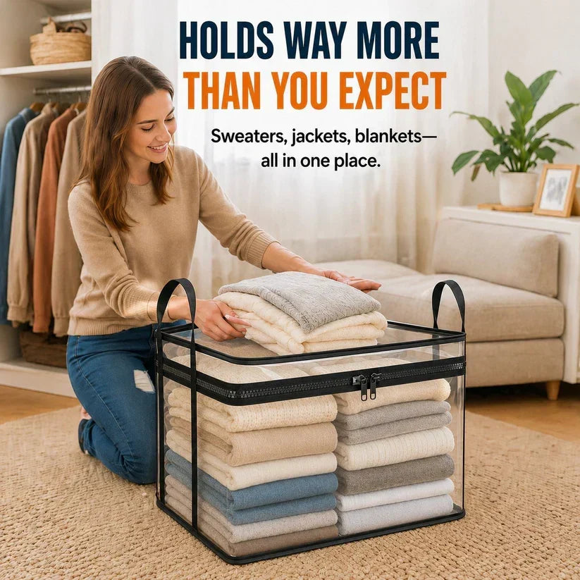 🔥Last Day 50% OFF📦Portable Large Heavy-Duty Thick Plastic Clear Storage Box with Hinged Lid | Home, Travel & Camping