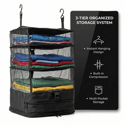 🧳 Travel Hanging Closet Organizer Bag with Hooks & Compression Straps