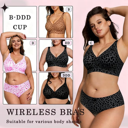 🏆LAST DAY SALE 49% OFF🔥Super Firming Leopard Print Wirefree Bra | Women Wirefree Bras👍No More Sagging Breasts