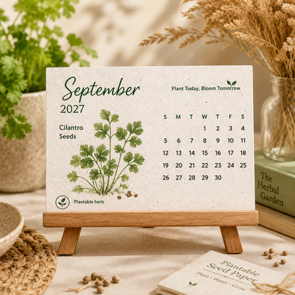 GrowBloom™ 2027 Plantable Seed Calendar – Eco-Friendly Seed Paper Calendar with 12 Monthly Designs