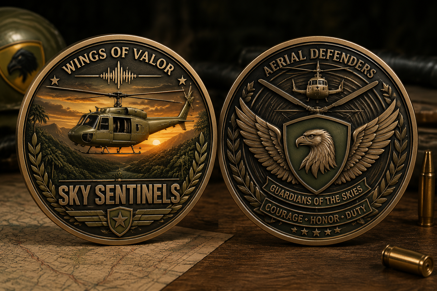 Air Cavalry Huey Helicopter Commemorative Metal Medal