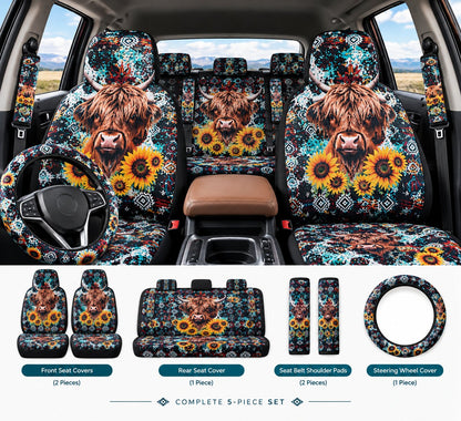 🐂 Highland Cow Western Car Seat Covers