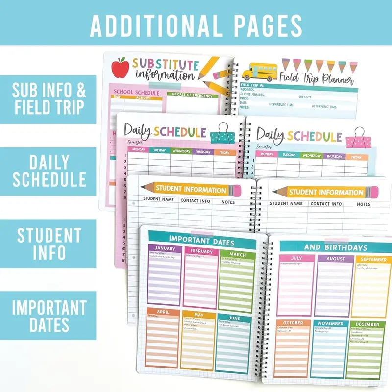 🍎 Undated Teacher Planner 2026–2027 | Weekly & Monthly Classroom Organizer for Lesson Planning, Scheduling & Teacher Productivity