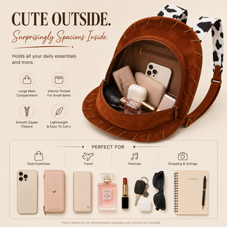 🔥Last Day 50% OFF - 🐎🤠 Western Cowboy Hat Shaped Backpack Cow Print Straps Mini Leather Purse 🎒