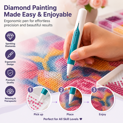 🔥 Last Day 50% OFF – 💎 Automatic Diamond Painting Bead Dispenser Pen & Tray Set