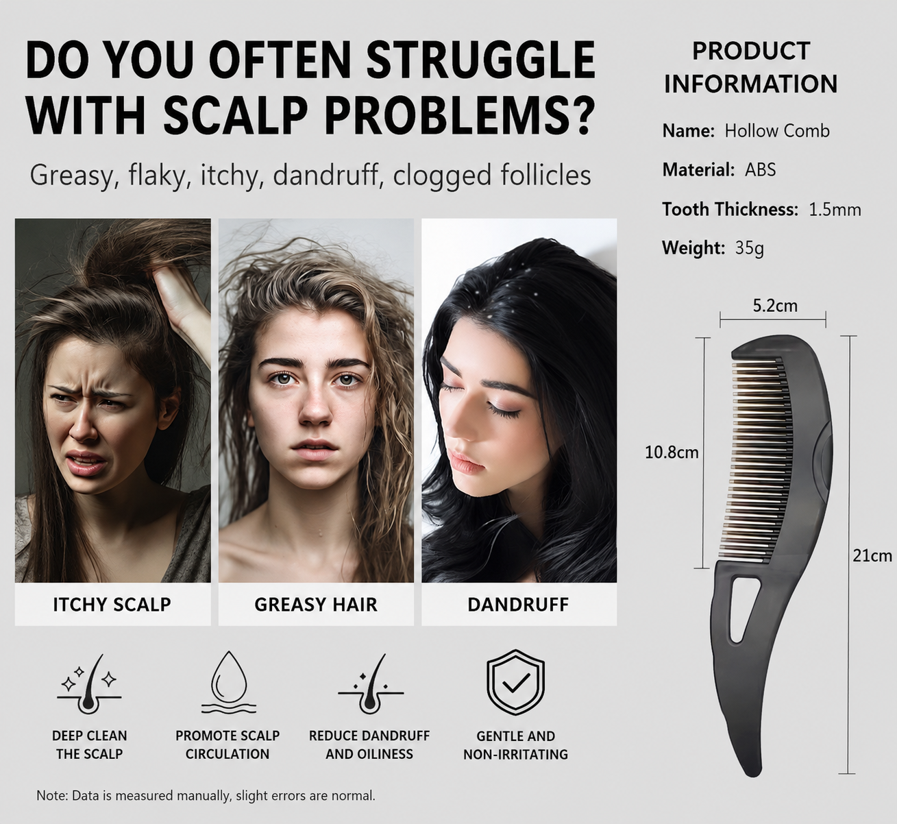 Detox Comb-Dandruff Scalp Hair Combs for Women/Men/Kids