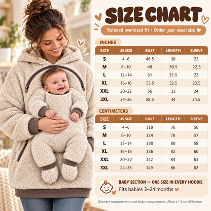 🧸 Sherpa Babywearing Hoodie – Cozy Hands-Free Snuggle Jacket with Built-In Support Seat, Warm Baby